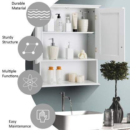 Multi-Purpose Wall Cabinet Storage with 2-Door for Bathroom White