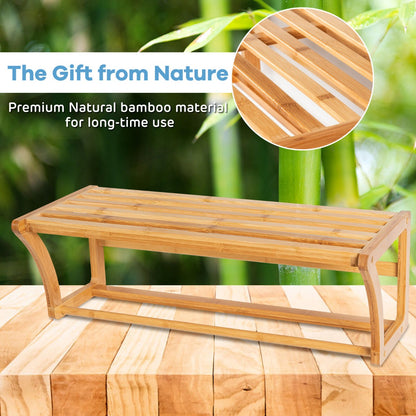 Costway Bamboo Wall-Mounted Toilet Storage Shelf for Bathroom