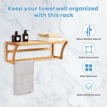 Costway Bamboo Wall-Mounted Toilet Storage Shelf for Bathroom