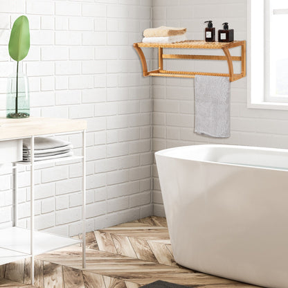 Costway Bamboo Wall-Mounted Toilet Storage Shelf for Bathroom