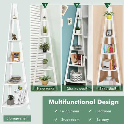 Modern Corner Bookcase and Shelf with Strong Wooden Frame for Office
