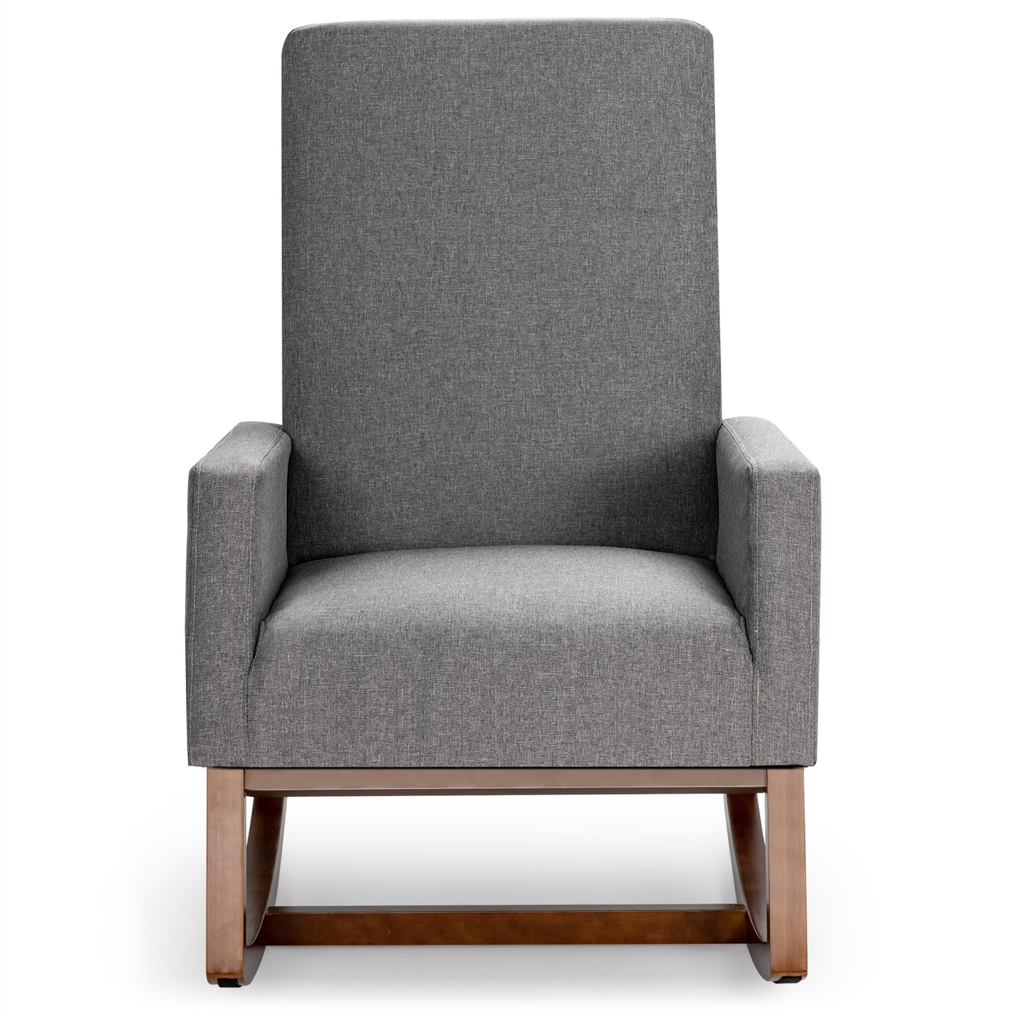 Modern Rocking Chair with Rubber Wood Base for Living Room-Grey