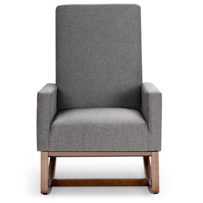 Modern Rocking Chair with Rubber Wood Base for Living Room-Grey