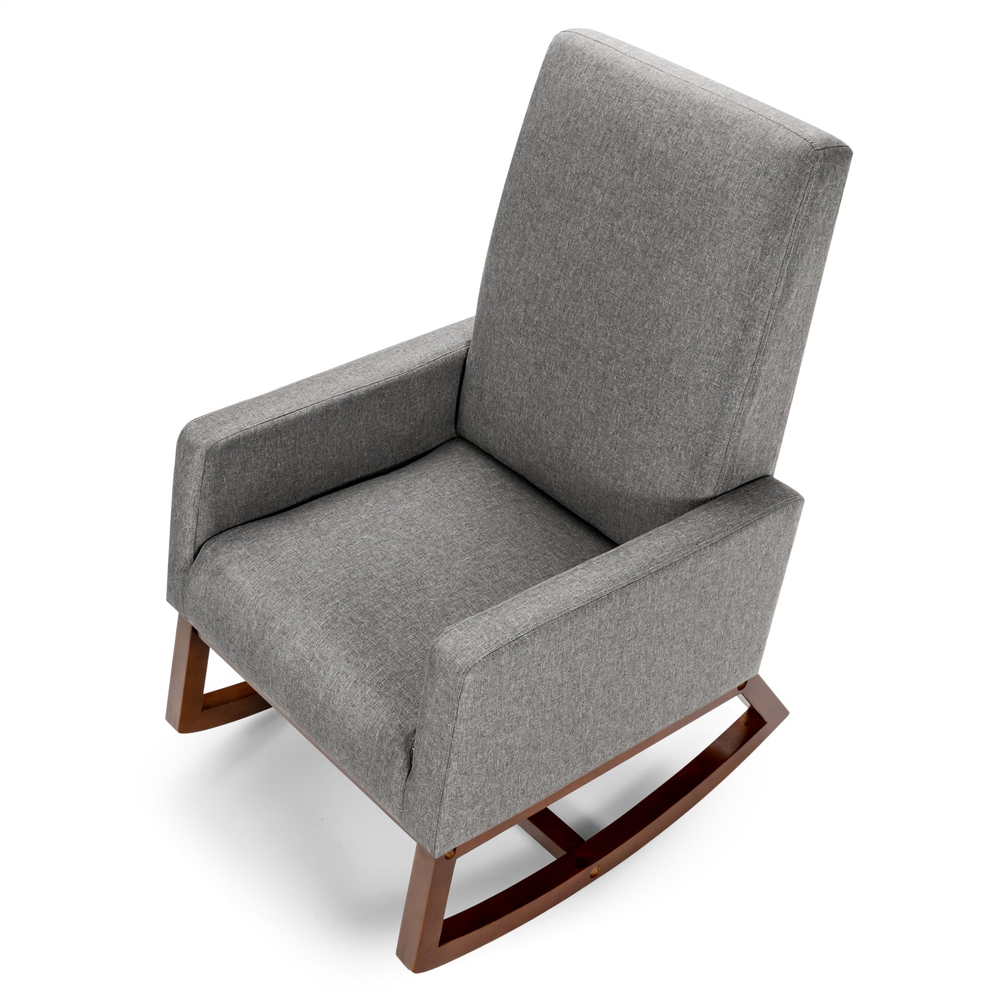 Modern Rocking Chair with Rubber Wood Base for Living Room-Grey