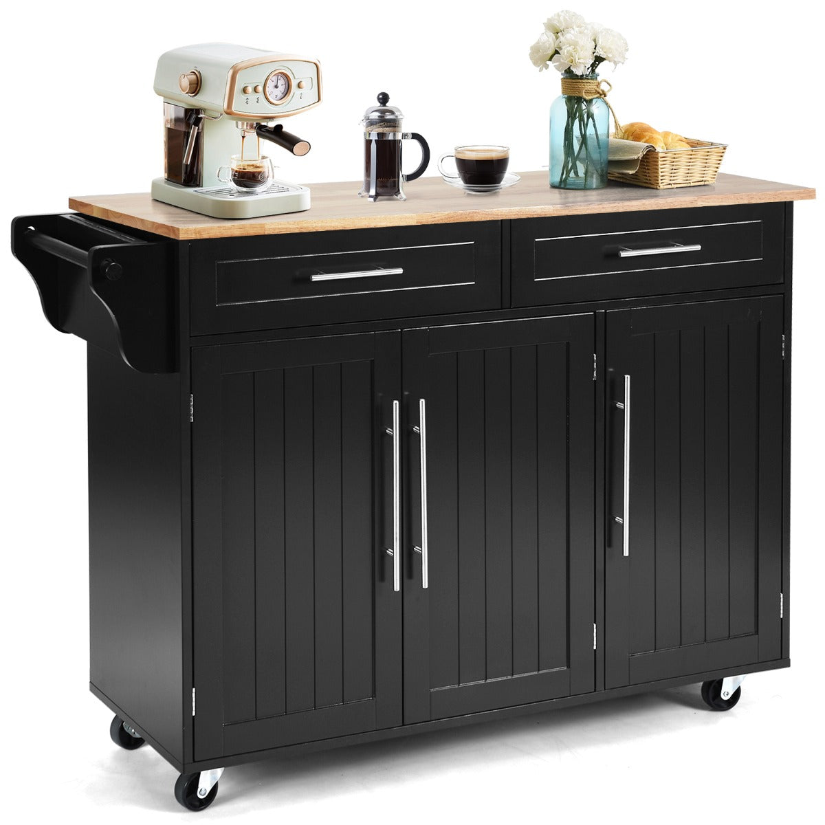 Rolling Storage Trolley with 2 Deep Drawers for Kitchen-Black