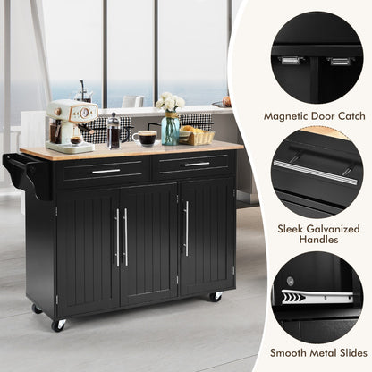 Rolling Storage Trolley with 2 Deep Drawers for Kitchen-Black