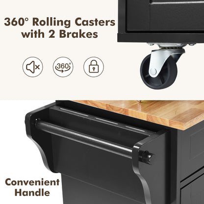 Rolling Storage Trolley with 2 Deep Drawers for Kitchen-Black
