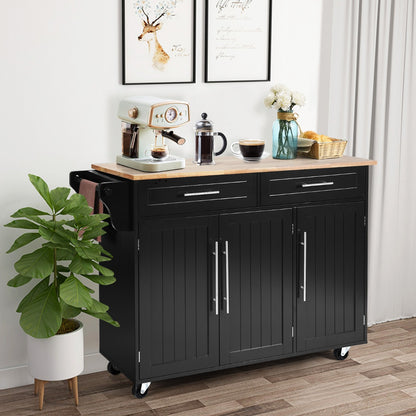 Rolling Storage Trolley with 2 Deep Drawers for Kitchen-Black