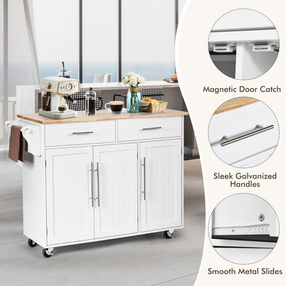 Rolling Storage Trolley with 2 Deep Drawers for Kitchen-White