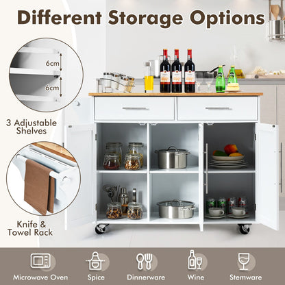 Rolling Storage Trolley with 2 Deep Drawers for Kitchen-White