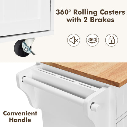 Rolling Storage Trolley with 2 Deep Drawers for Kitchen-White
