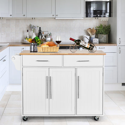Rolling Storage Trolley with 2 Deep Drawers for Kitchen-White