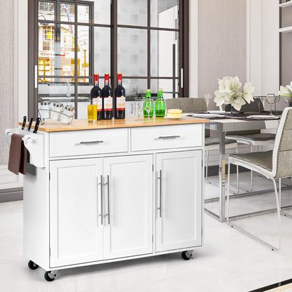 Rolling Storage Trolley with 2 Deep Drawers for Kitchen-White