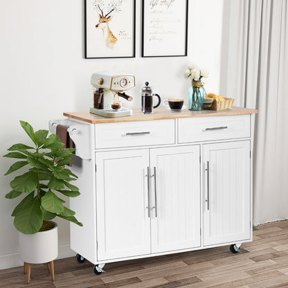 Rolling Storage Trolley with 2 Deep Drawers for Kitchen-White