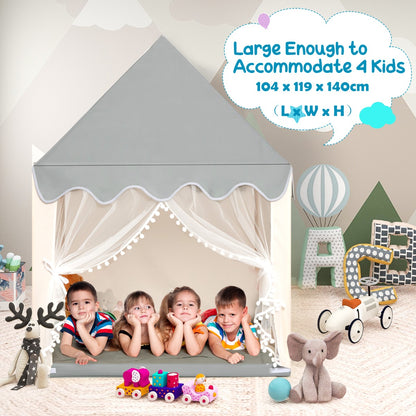 Kids Playhouse With Washable Soft Mat and Mesh Window-Beige