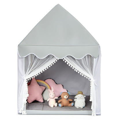 Kids Playhouse With Washable Soft Mat and Mesh Window-Gray