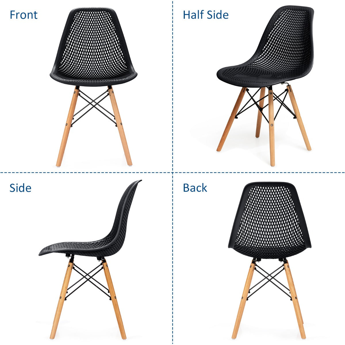 Anti-slide footpads help prevent scratches and keep chairs stable on the floor