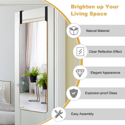 Rectangle Wall Mounted Mirror with Bamboo Frame