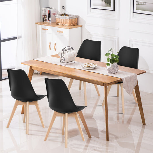 Costway 4 Pieces Beech Dining Chairs with PU Padded Cushion for Kitchen -Black