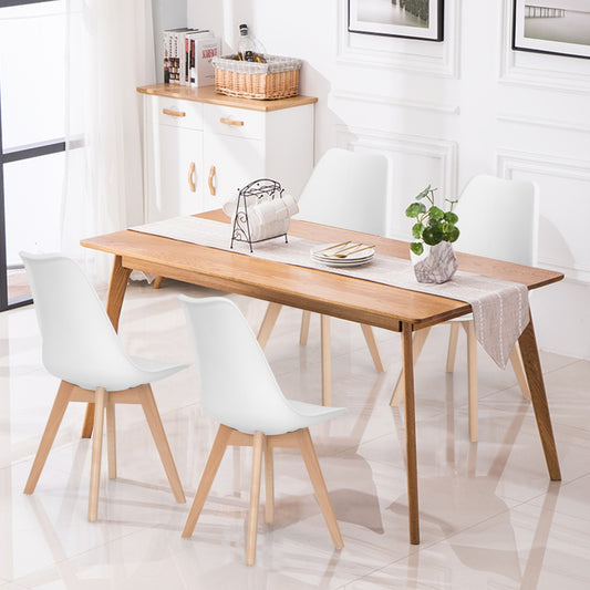 Costway 4 Pieces Beech Dining Chairs with PU Padded Cushion for Kitchen -White