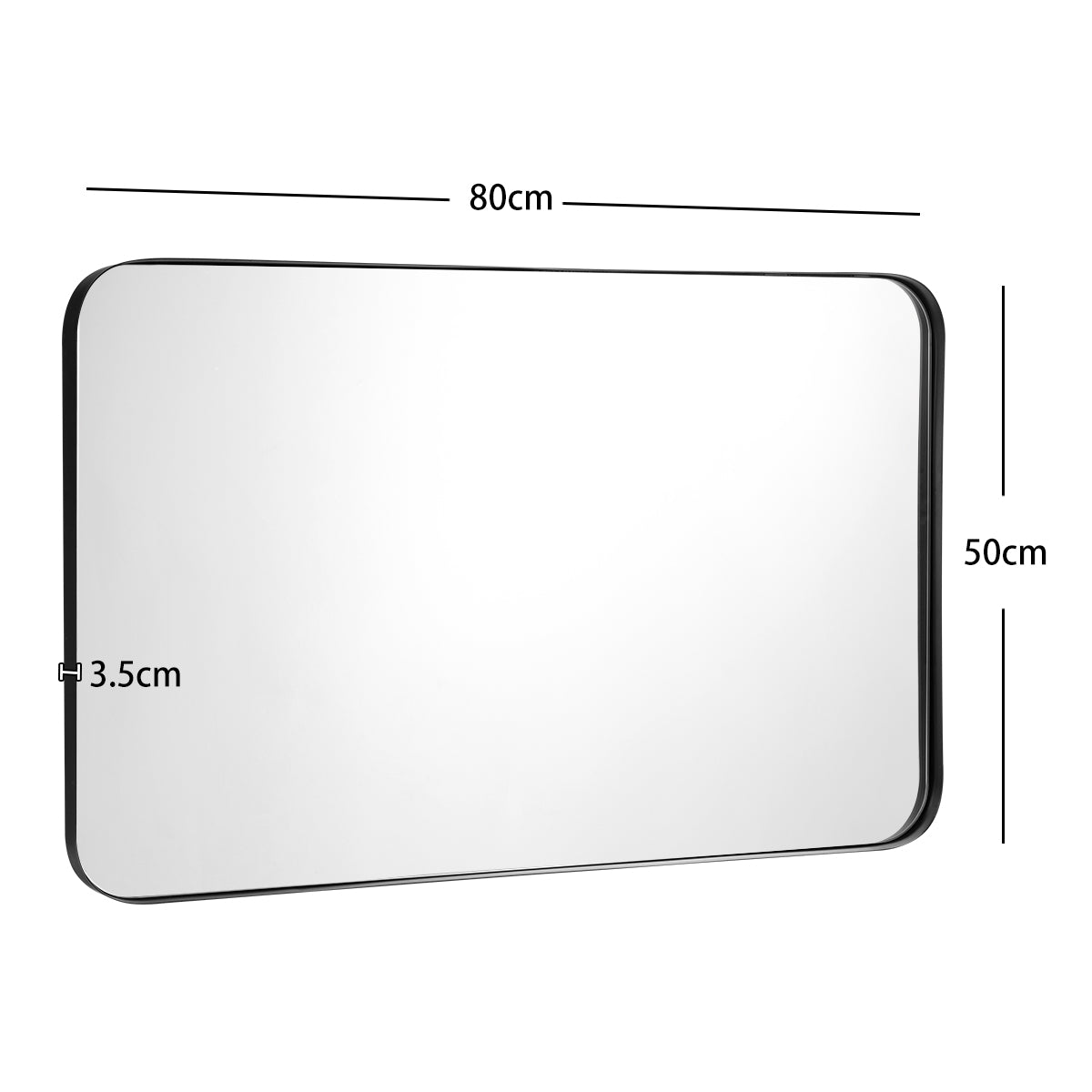 Costway Bathroom Wall Mirror with Rounded Corner for Washroom-Black