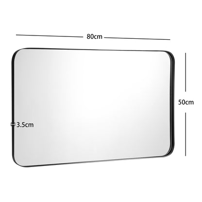Costway Bathroom Wall Mirror with Rounded Corner for Washroom-Black