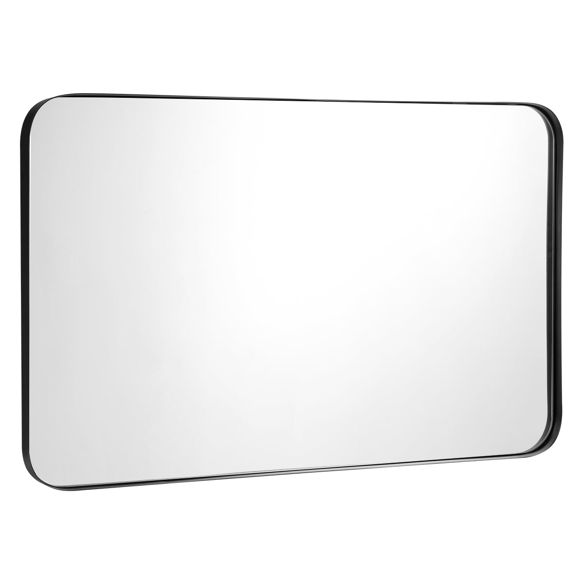 Costway Bathroom Wall Mirror with Rounded Corner for Washroom-Black