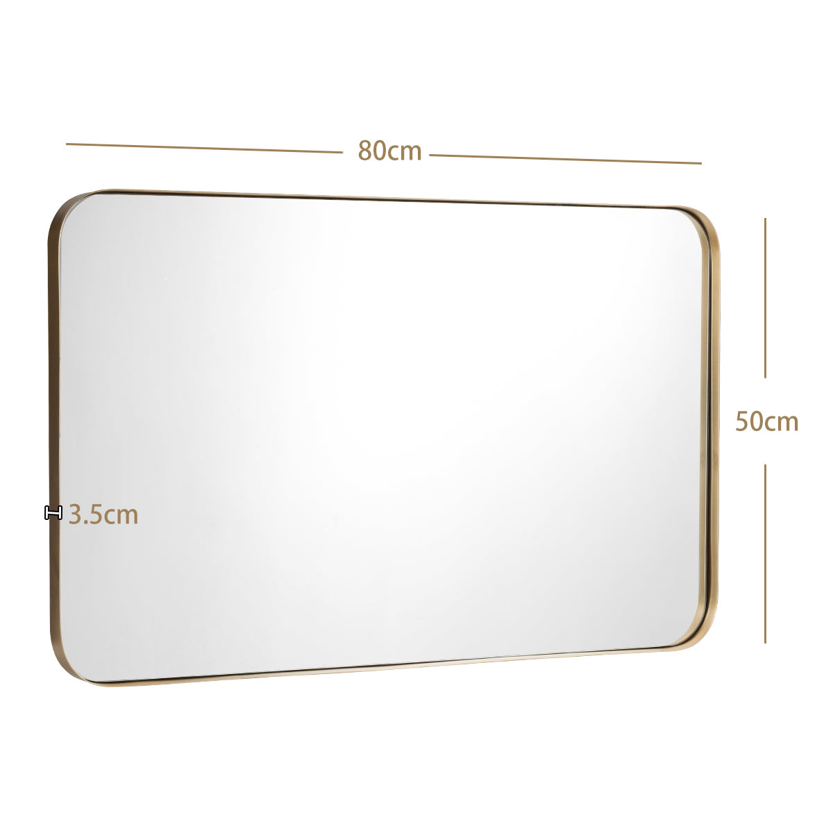 Costway Bathroom Wall Mirror with Rounded Corner for Washroom-Golden