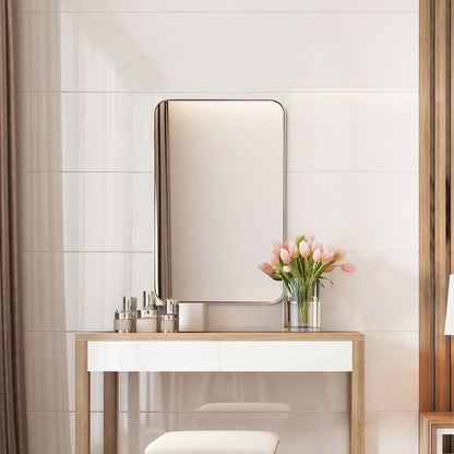 Costway Bathroom Wall Mirror with Rounded Corner for Washroom-Golden