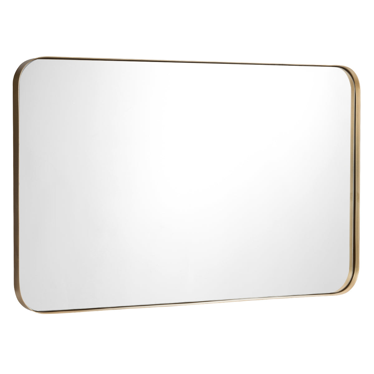 Costway Bathroom Wall Mirror with Rounded Corner for Washroom-Golden