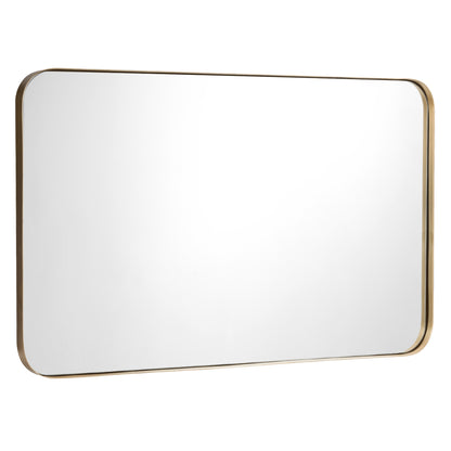Costway Bathroom Wall Mirror with Rounded Corner for Washroom-Golden