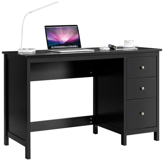 Costway 3-Drawer Computer Desk with Spacious Desktop for Office Black