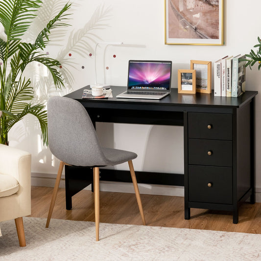 Costway 3-Drawer Computer Desk with Spacious Desktop for Office Black