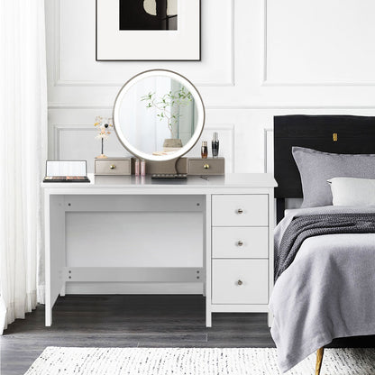 Costway 3-Drawer Computer Desk with Spacious Desktop for Office White