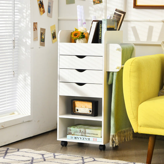 Costway Craft Storage Cart with Mobile Drawers Shelves for Living Room