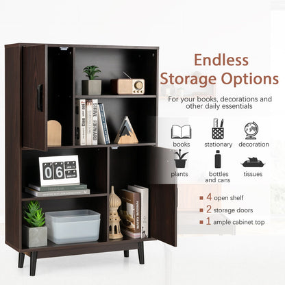Stable rubberwood legs and anti-scratch footpads support the storage cabinet securely