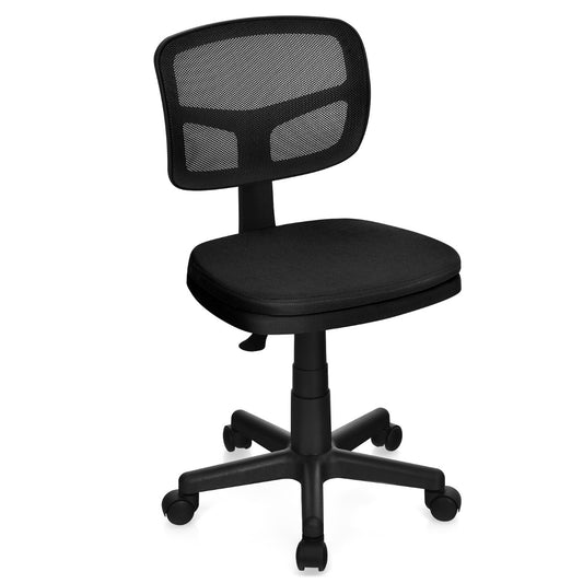 Costway Low-Back Armless Mesh Computer Chair for Home and Office-Black