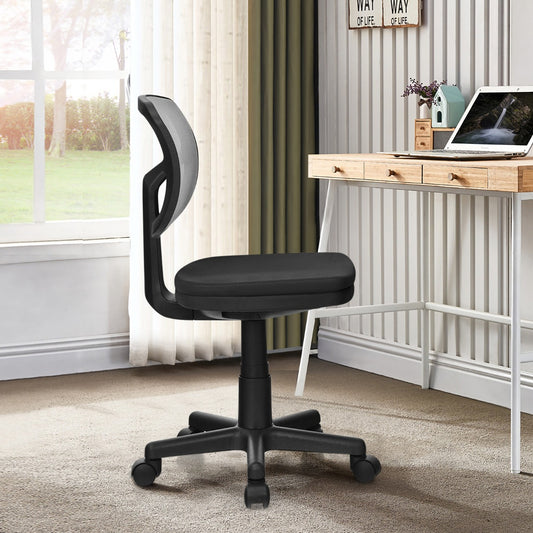 Costway Low-Back Armless Mesh Computer Chair for Home and Office-Black