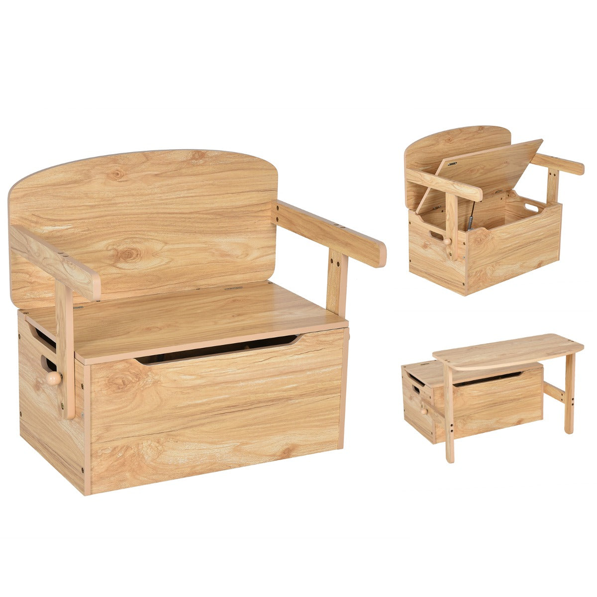 Large internal toy storage compartment helps organize books, clothes, toys, and children's belongings