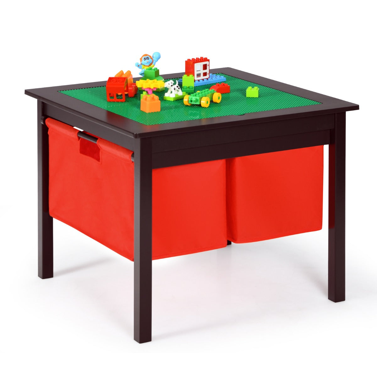 Kids Activity Table with 2 Non-woven Fabric Drawers-Espresso