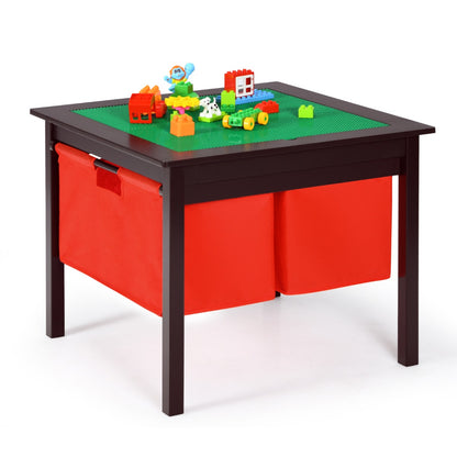 Kids Activity Table with 2 Non-woven Fabric Drawers-Espresso