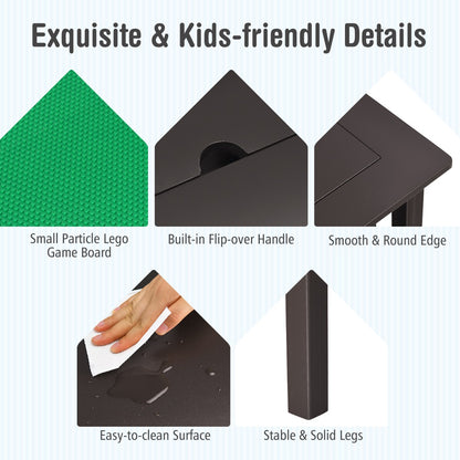 Kids Activity Table with 2 Non-woven Fabric Drawers-Espresso