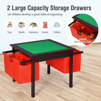 Kids Activity Table with 2 Non-woven Fabric Drawers-Espresso