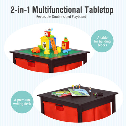Kids Activity Table with 2 Non-woven Fabric Drawers-Espresso