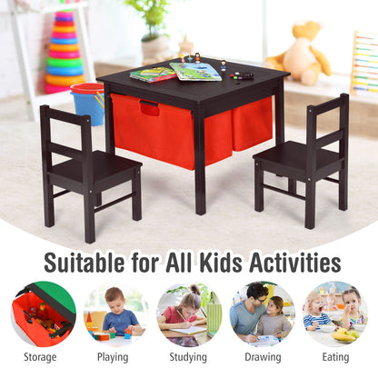 Kids Activity Table with 2 Non-woven Fabric Drawers-Espresso