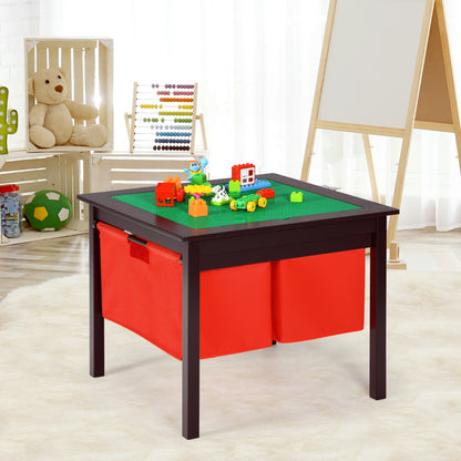 Kids Activity Table with 2 Non-woven Fabric Drawers-Espresso