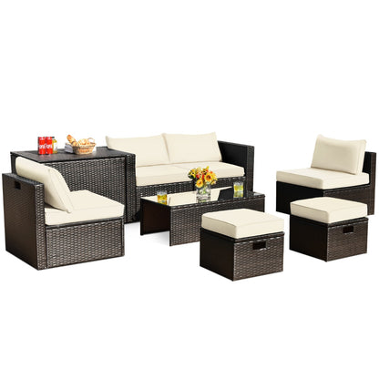 8-Piece Outdoor Patio Furniture Set with Cushions & Storage Box