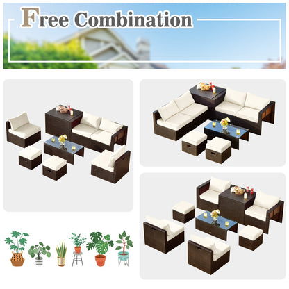 8-Piece Outdoor Patio Furniture Set with Cushions & Storage Box