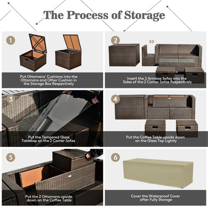 8-Piece Outdoor Patio Furniture Set with Cushions & Storage Box