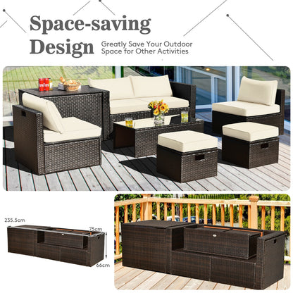 8-Piece Outdoor Patio Furniture Set with Cushions & Storage Box